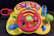 VTech Turn and Learn Driver Toy Yellow Steering Wheel Light Sounds Learning Mode