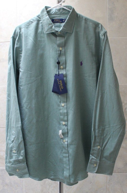 Nwt Polo Ralph Lauren sz XL (Chest 52") Teal Green Cotton Twill LS Dress Shirt