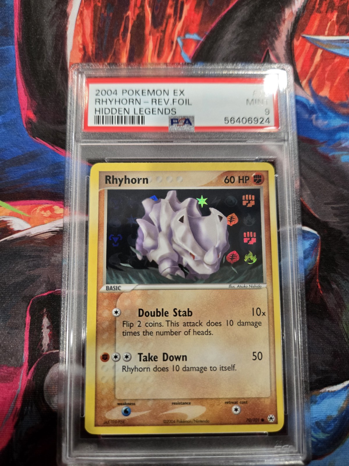 PSA 9 MINT 2004 POKEMON EX HIDDEN LEGENDS 46/101 RHYDON REVERSE FOIL CARD