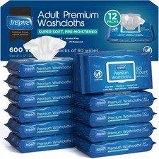 Inspire Adult Wet Wipes, Wash Cloths | Adult Wipes for Incontinence & Cleansi...