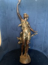Antique Par Ferrand Bronzed Spelter Lady 