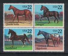 Scott 2155-58 Bloc De 4 Timbres MNH 22c Chevaux Appaloosa Quarter 1985