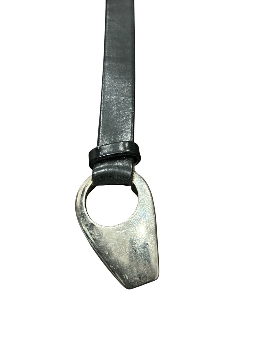 Express Genuine Italian Leather Belt With Silver Abstract 