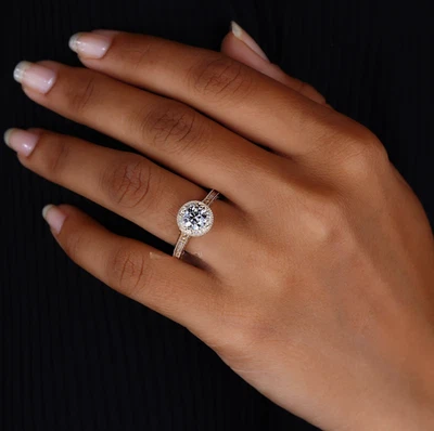 Diamant-Ehering IGI GIA-zertifiziert rund 1,20 kt Lab Created 14 K Gelbgold - Bild 1 von 4