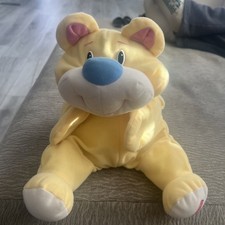 Fisher Price Vintage Yellow Rumple Bear Blue Nose 1998 Floppy Stuffed Animal 16"