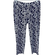 J.McLaughlin Women's Navy Blue Geometric Print Pull On Pants Medium