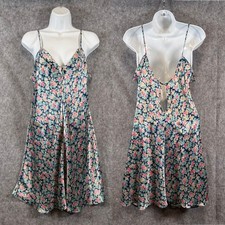 Vtg Satin Floral Chemise Womens Size M Nightie Cottagecore Feminine Romantic