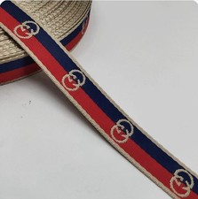 Auth GUCCI Ribbon Blue, 3/4 In wide X 1 Yard, sell by the yard - Blue Red New