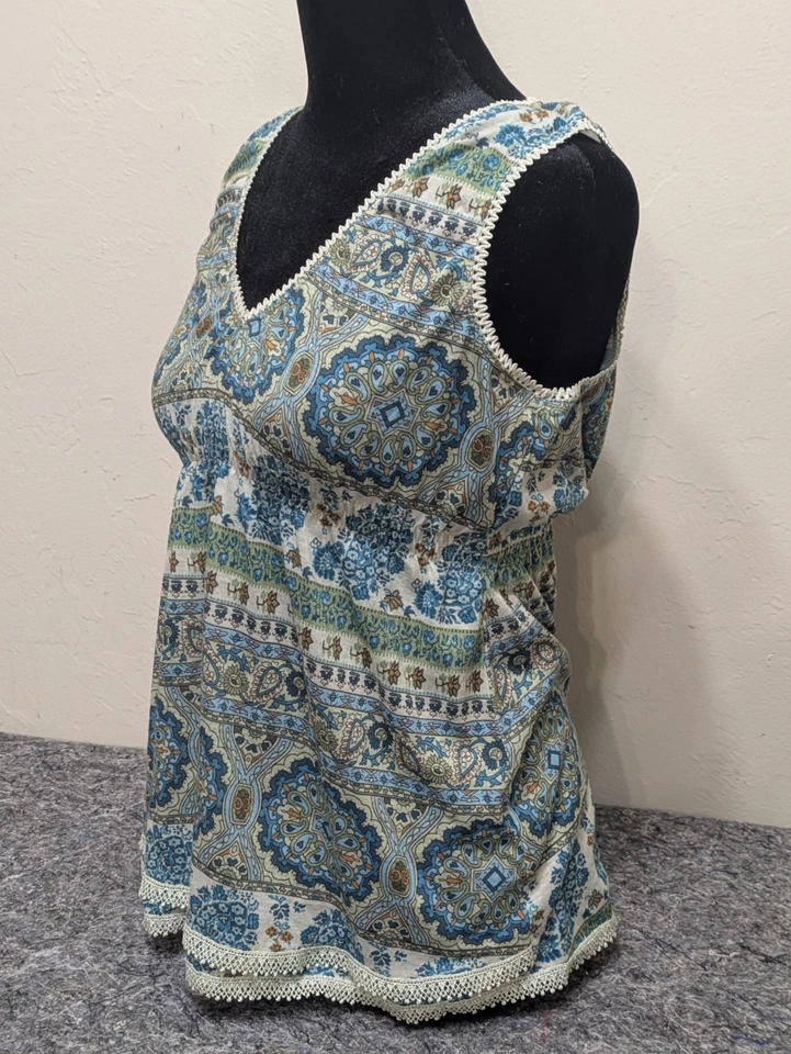 Винтажный самооценка Y2K без рукавов верхний пейсли кукла фея v-образным вырезом большой - Изображение 3 из 4