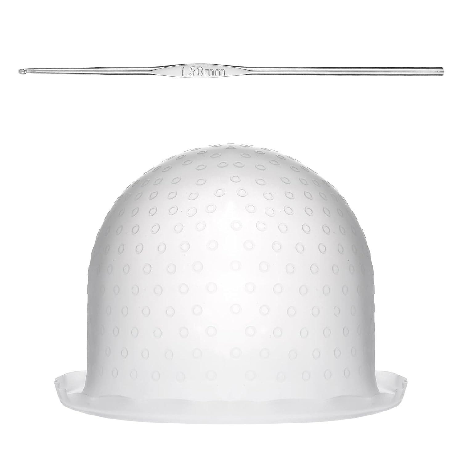 Punched Silicone Highlight Hair Cap with Needle, Professional Reusable Highlight