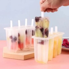 4 Silicon Ice Lolly Popsicle Mold  with Lid Homemade Ice Cream Frozen Treats