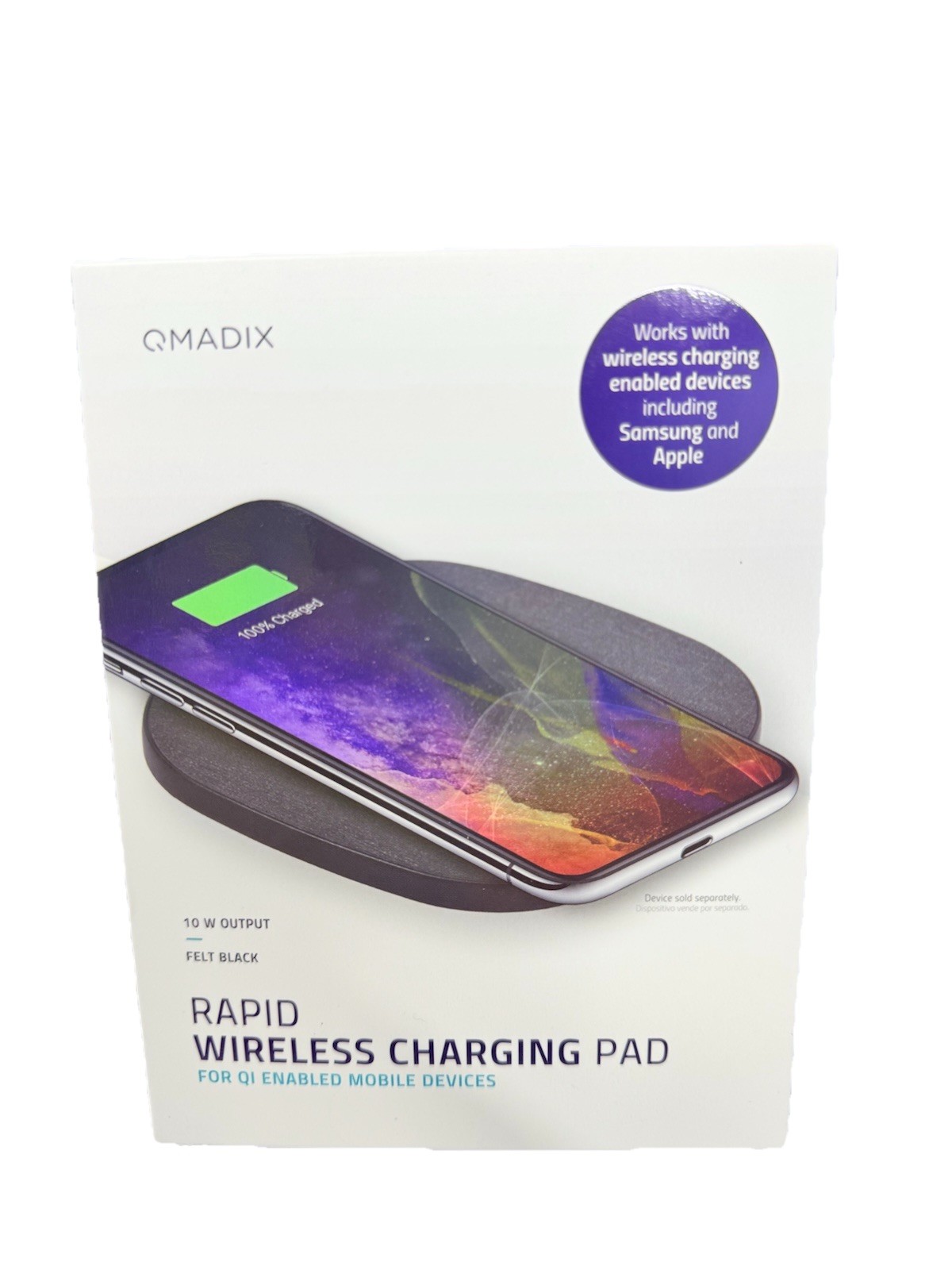 QMADIX QM-PWC-Q3 Charging Station Pad Black Wireless 10-Watt for Enabled Mobile