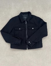 Simple Vera Vera Wang Black Cropped Jacket Women's Size Medium Full Zip Up