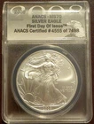 2008 American Silver Eagle ANACS MS70 - FDOI - #4555 Of 7498