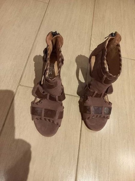 Women Heels Brown Leather 37.5