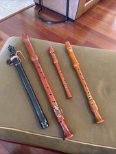 Estate Lot 4 Recorders Or Irish Flute Whistles 3 Wood 1 Plastic Unmarked