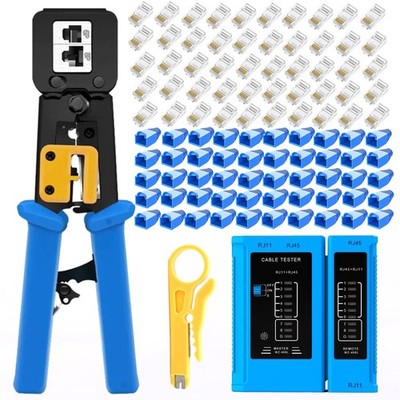 Gaobige rj45 Crimping Tool for Cat6 Cat5e Cat5, Sturdy Crimper Yellow 