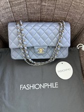 Chanel 22k Classic Double Flap Quilted Iridescent Lambskin Light Purple Medium