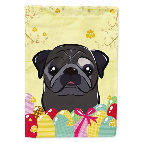 Caroline's Treasures Schwarzer Mops Ostereiersuche Haus Flagge BB1945CHF - Bild 1 von 4