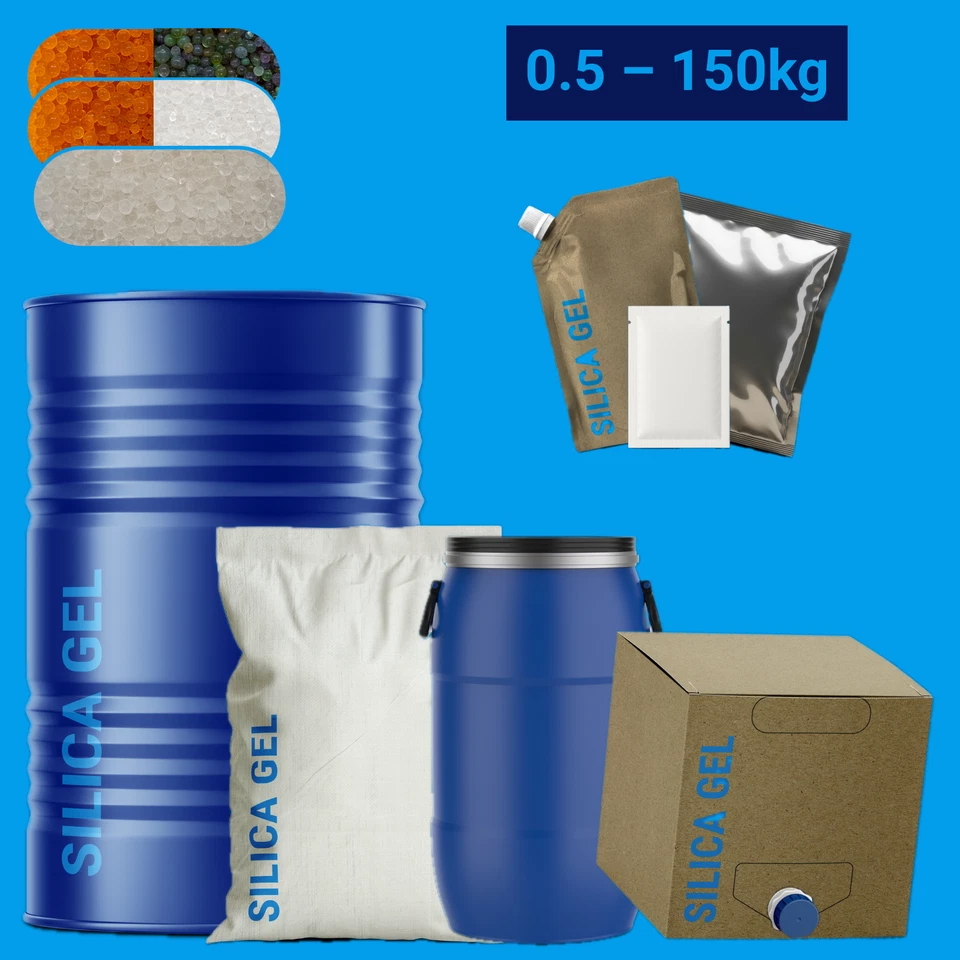 Silicagel 0,5-150kg Indikator Trockenperlen Kieselgel Entfeuchtung Trockenmittel
