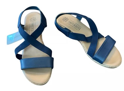 New Harborsides Memory Foam Sandals US Size Blue Cork Wedge Heel New  W/tags