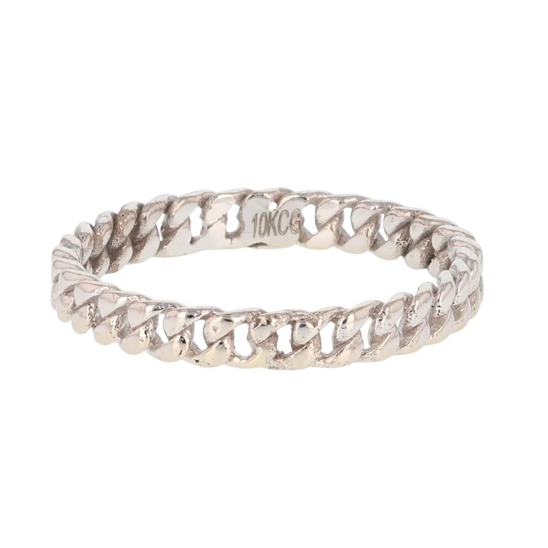 3.3mm Curb Link Chain Pattern Stackable Ring 10k … - image 1