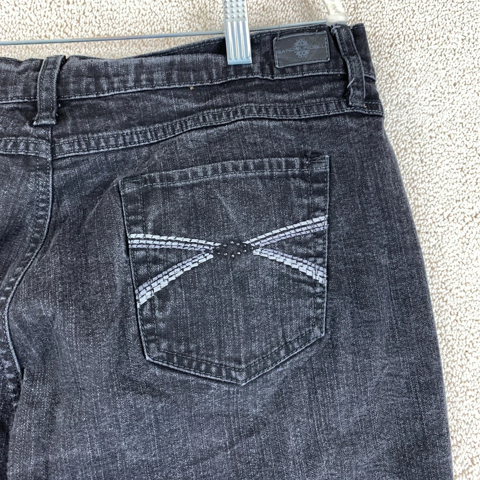 Pantalones de mezclilla Bandolinoblu de pierna recta para mujer 16 negros tiro alto 5 bolsillos estrás Foto 4 de 4