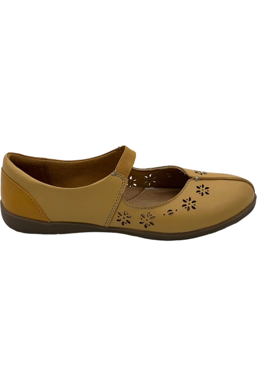 Кожаные туфли Mary Janes из натуральной кожи Earth Origins с перфорированными деталями Florence Yellow 6990₽