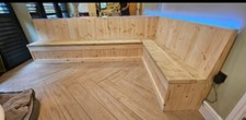 LED BESPOKE RAKED CORNER  BENCH L-SHAPED BOOKING STORAGE SOLID PINE ANY SIZE