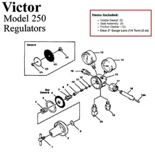 Victor 250-80-540 Oxygen Regulator Rebuild/Repair Parts Kit