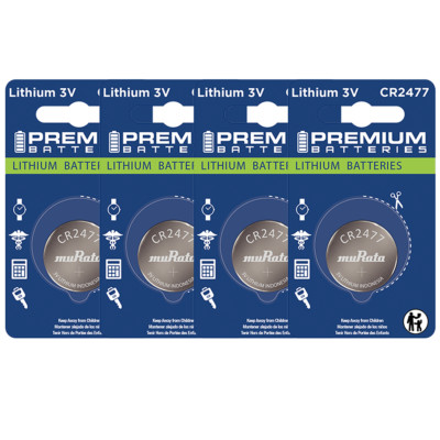 Premium Batteries Murata CR2477 Battery 3V Child Safe Lithium Coin (4 Count)