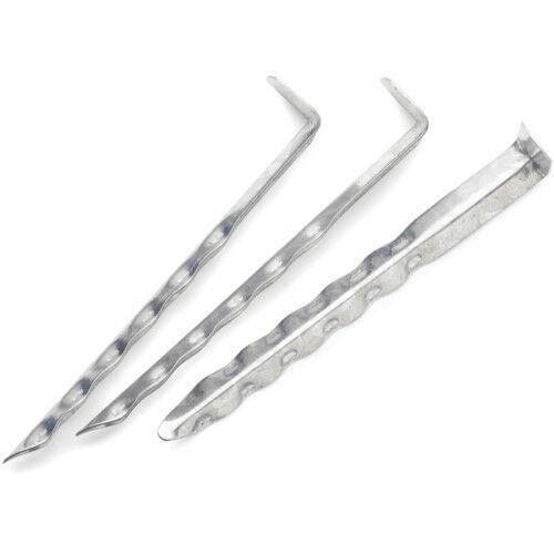 Highlander Strong Steel Angle V shaped Ripple Tent Pegs 21.5cm 9"" x 30pk CS303