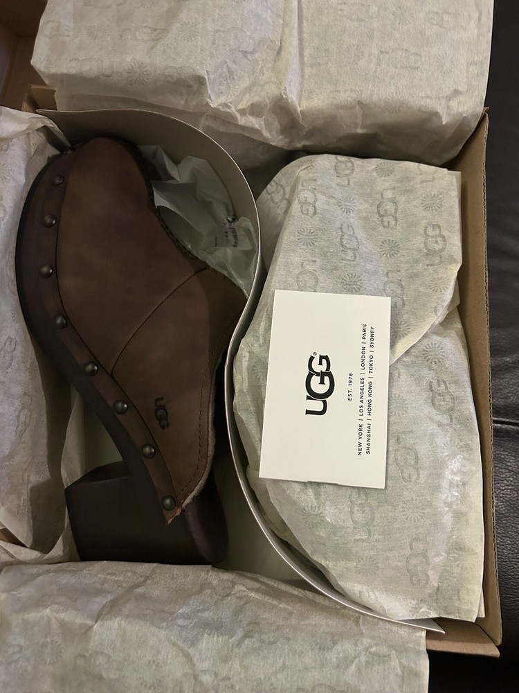 UGG Australia Kassi Shearling Slip-On Shoes Size 6 Chocolate Brown Leather