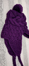 Purple Peruvian Hat Cap Chullo Style Earflaps Soft Bulky Acrylic Unisex Purple