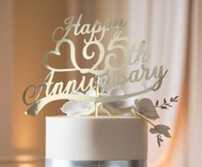 25th Anniversary Cake Topper, Silver wedding Anniversary decoration