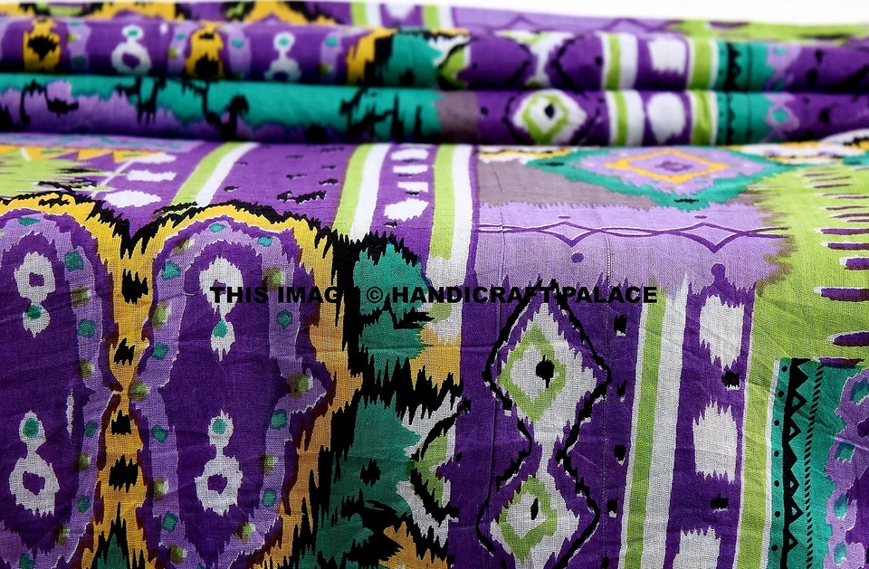 Arte de vestir de tela de algodón natural impreso a mano Ikat indio de 10 yardas Foto 2 de 3