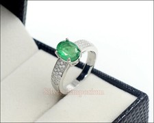 Natural Zambian Emerald Gemstone 925 Sterling Silver May Birthstone Bridal Ring