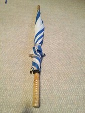 VTG 1st First American Bank Umbrella Blue  White Wood Handle