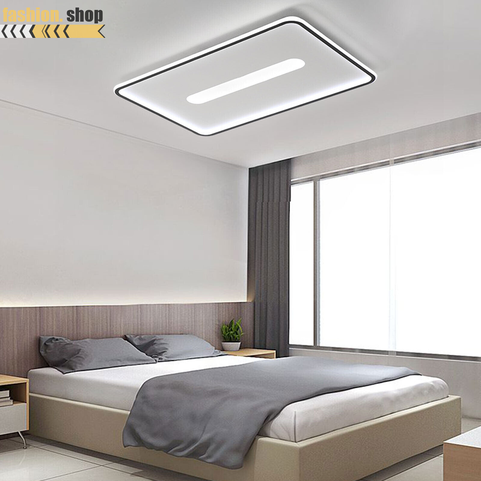 Modern Square Panel Ceiling Light LED Flush Mount Lamp Dimmable w/ Remote NEW