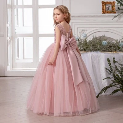 Kinder Prinzessin Mädchen Abendkleid Blumenmädchen Tüll Hochzeit Party Festkleid - Bild 1 von 4