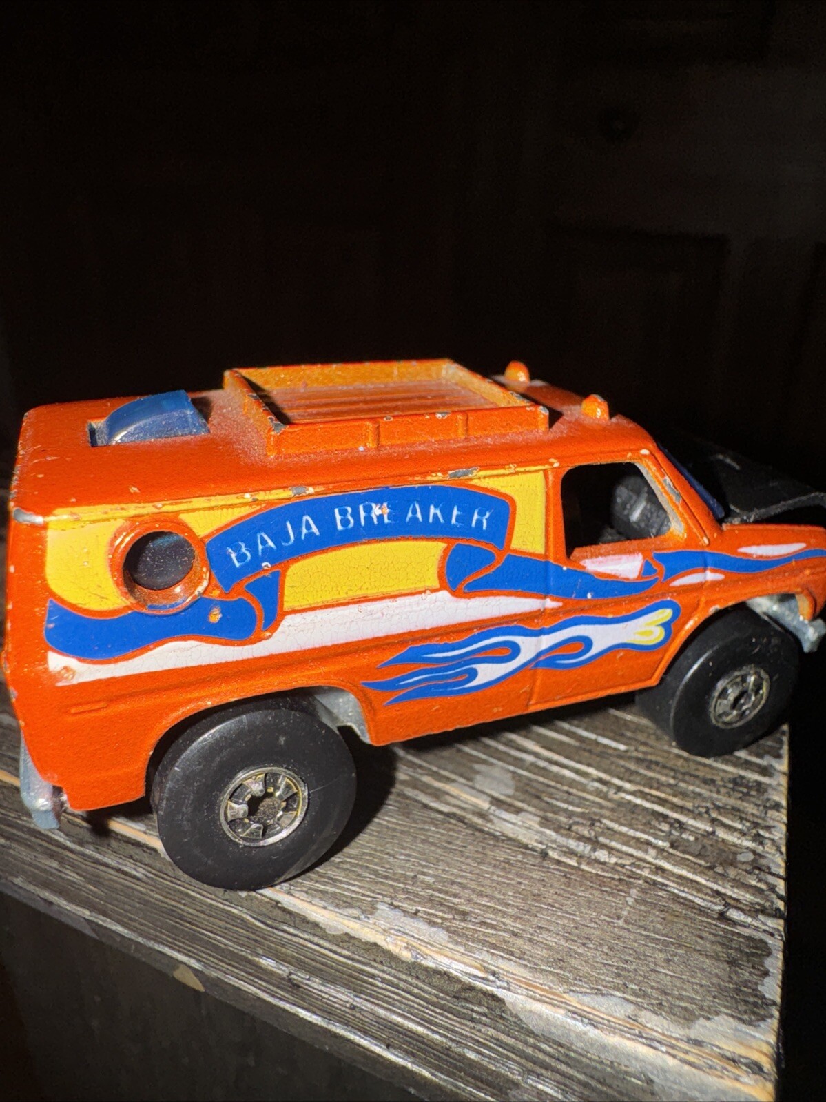 Vintage 1977 Hot Wheels Baja Breaker Van 1/64 Orange Opening Hood Hong Kong thumbnail 5
