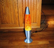 Vintage Glitter Lava Lamp Bullet Shape Chrome Gold