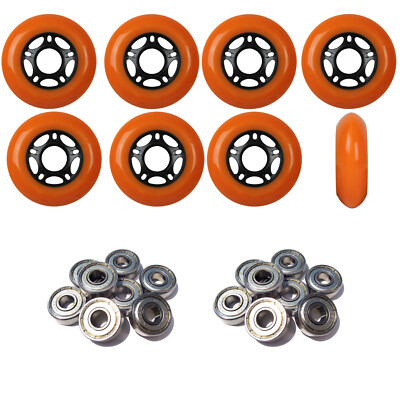 Inline Skate Wheels 80mm 89A Outdoor Orange Rollerblade 8Pk with Abec 5 Bearings