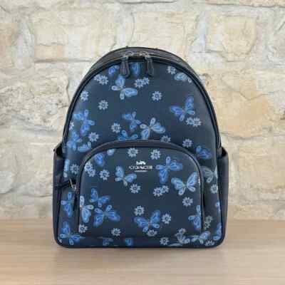 レディース COACH ハンドバッグ バタフライ 花柄 ネイビー