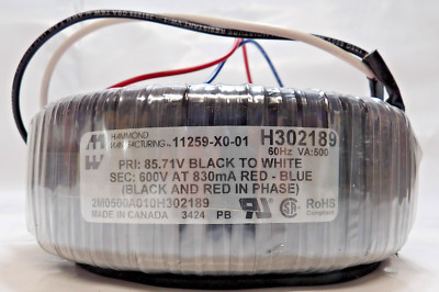 Hammond H302189 Audio Transformer, 600V, 11259-X0-01 | eBay