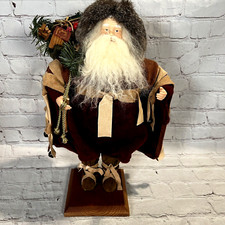 Old World  Santa Figure 17" Toy  Trains Blocks Gift Bag Bells See Video