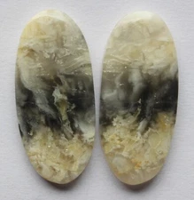 32.95 Ct Natural Plume Agate (32.4mm X 14.7mm each) Cabochon Loose Match Pair