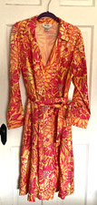 Vintage Bob Mackie Studio pink and orange Floral 100 Silk Dress Sz 10 READ 