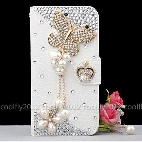 Bling Flip Leder Diamanten Geldbörse Damen Handy Abdeckung Etui für Motorola Nokia - Bild 12 von 18