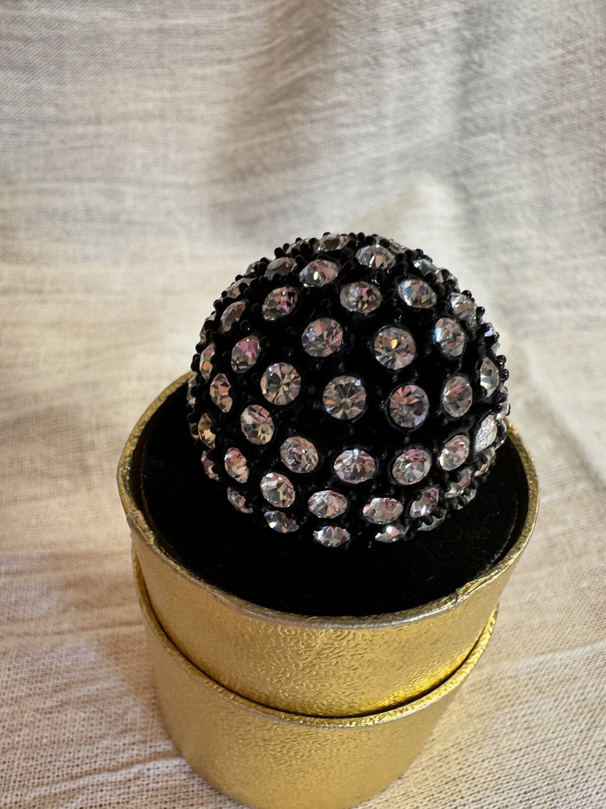 Rhinestone Dome Style Statement Ring Adjustable - image 1